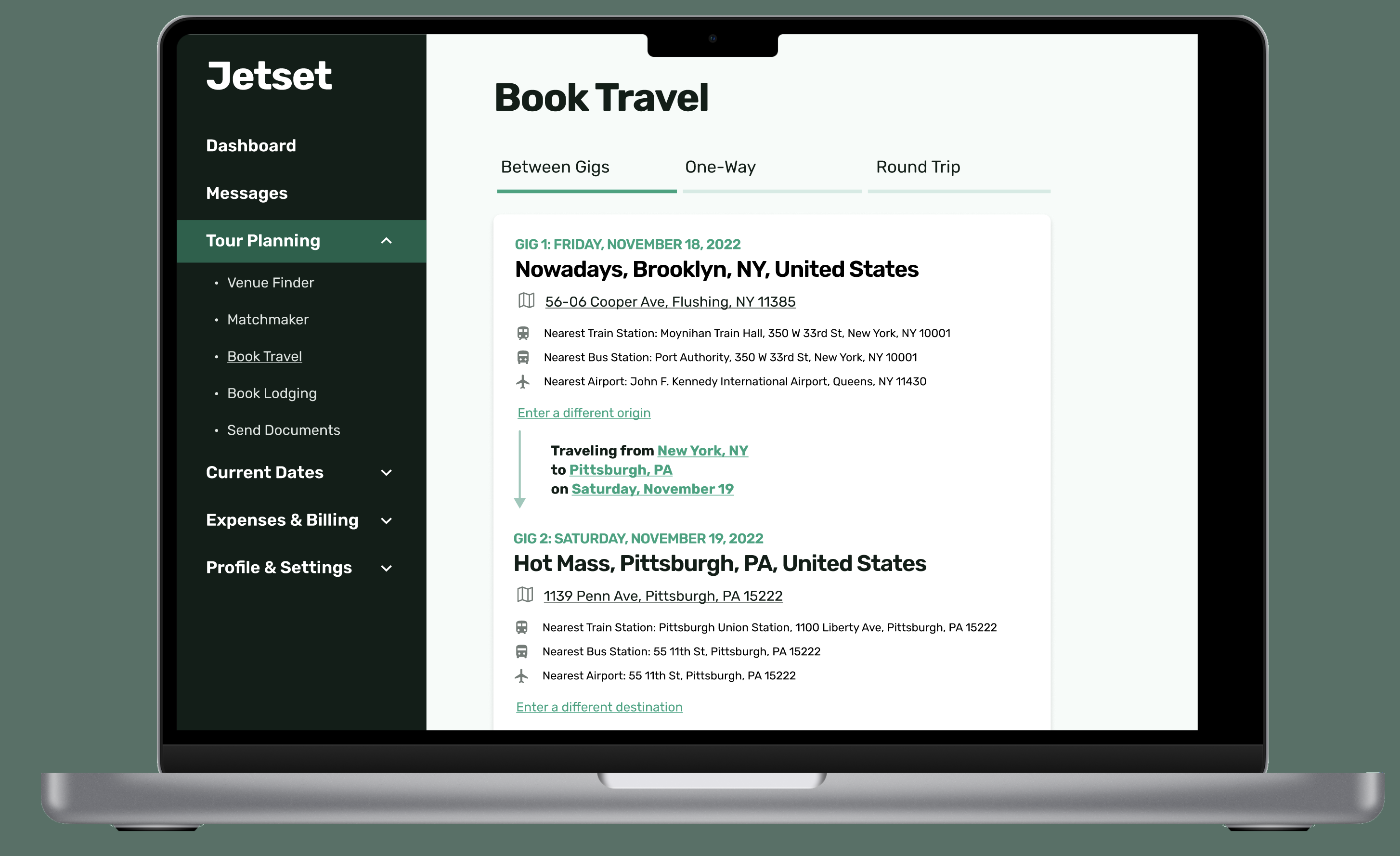 A travel booking page using some of the components.