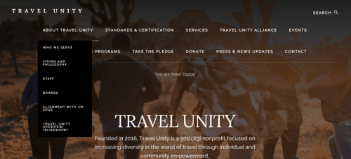 Travel Unity navigation: before redesign
